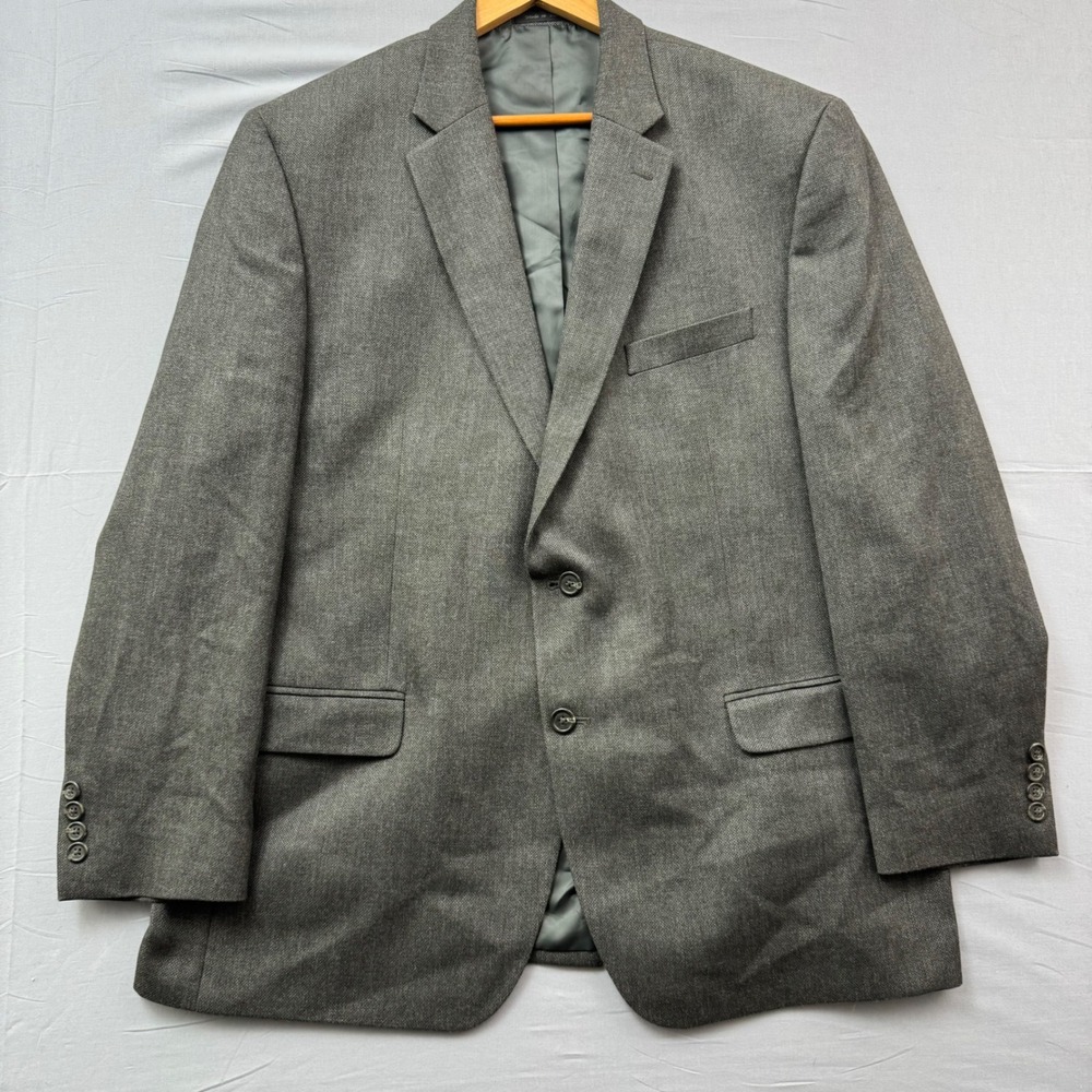 Chaps Est‎ 1978 Mens Gray Textured Two Button Blazer Sport Coat 46R